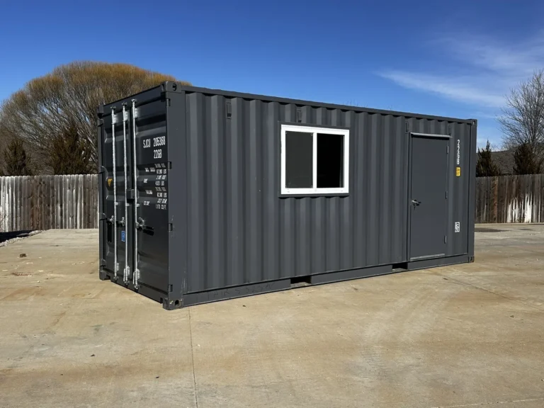 20 ft 20’ Slate Gray Shiplap 120V Shipping Container Office Minisplit - Image 3