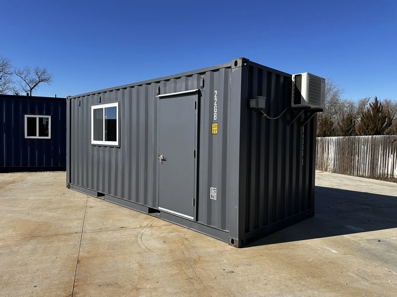 20 ft 20’ Slate Gray Shiplap 120V Shipping Container Office Minisplit - Image 2