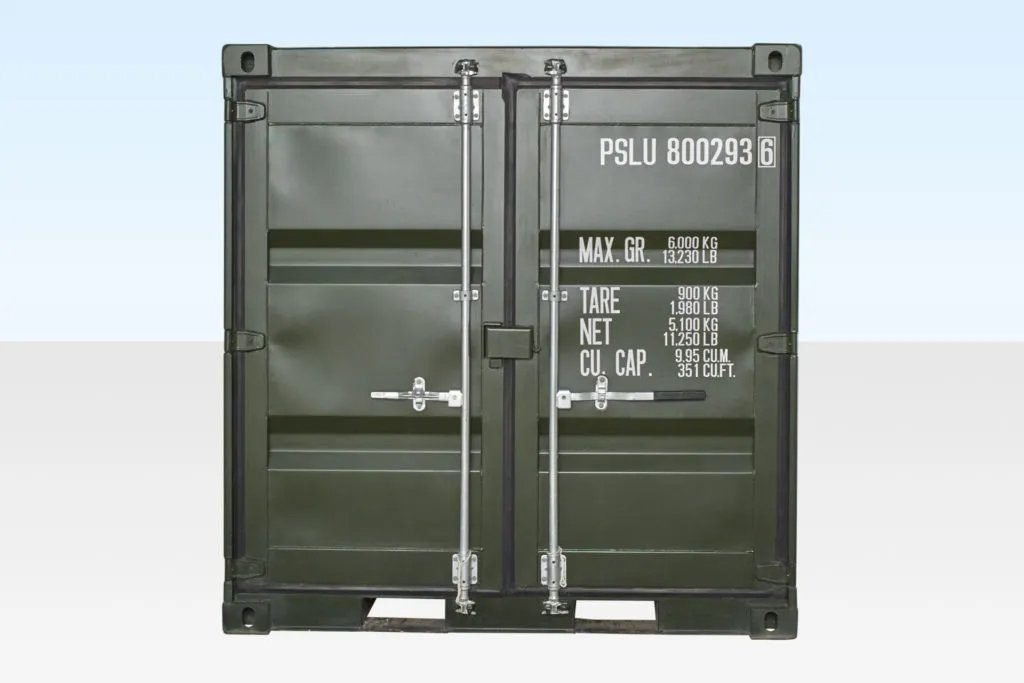 8ft One Trip Shipping Container Green (RAL 6007) - Image 4