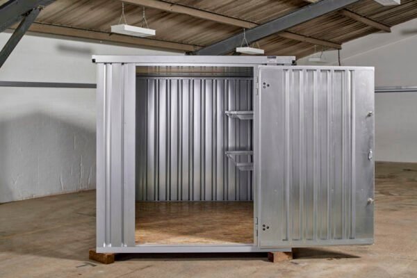 3M X 2.1M Flat Pack Storage Containers – Galvanised - Image 4