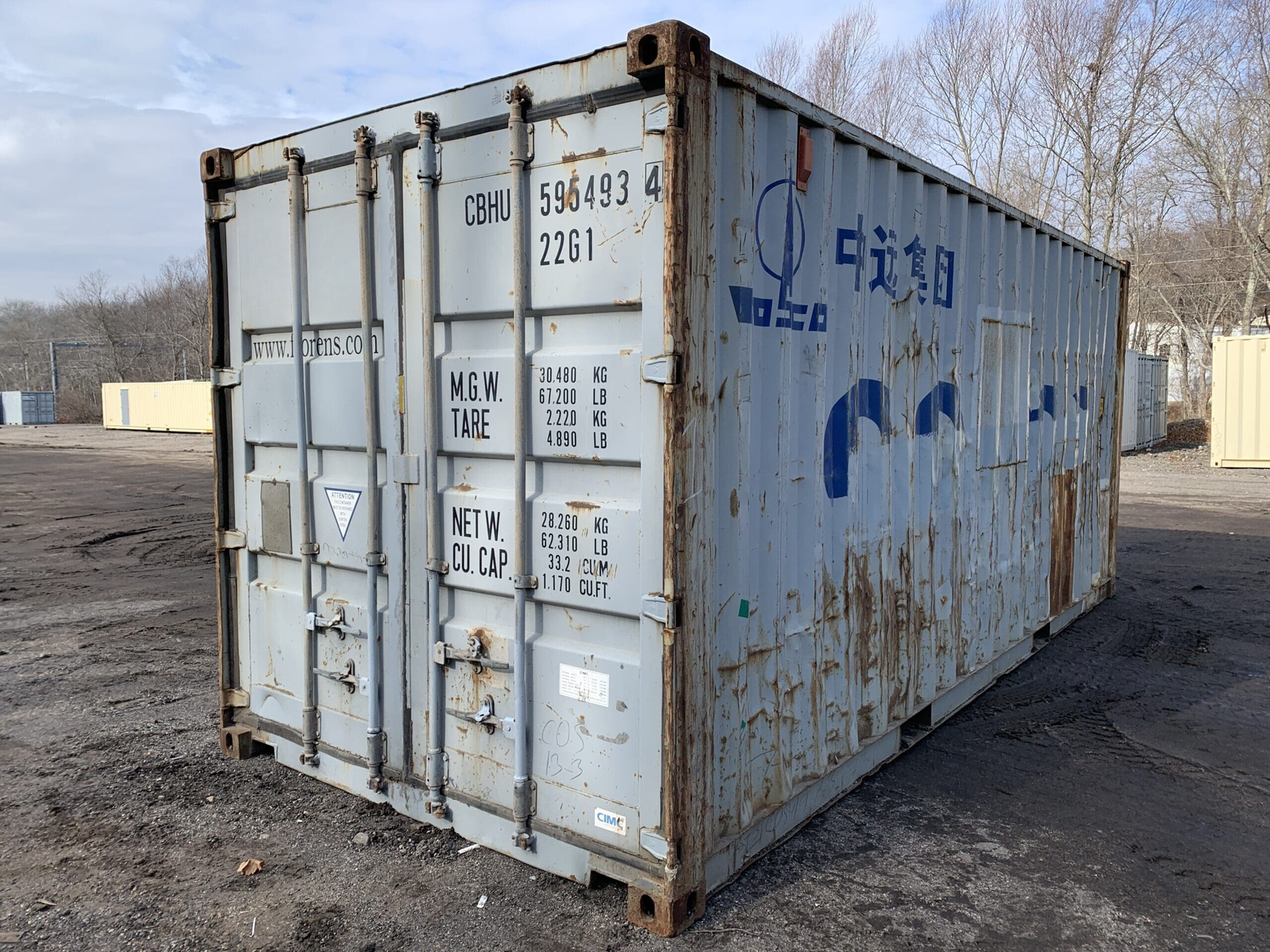 20ft x 8ft Tall–GRAY Used Shipping Container